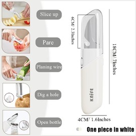 Ouliget Multifunctional Stainless Steel Fruit Knife Peeler,Outdoor Portable 5 in 1 Double Sided Paring Cutting Knifes,Potato Digging Knife Travel Pocket Bottle Opener for Travel, Camping, Kitchen