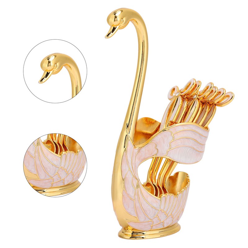 Coffee Dessert Spoon Set European Style Elegant Swan Fruit Scoop