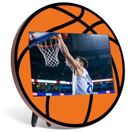 Basketball Picture Frame 5x7 Sport Themed Wooden Photo Frame Basketball Photo Frame Basketball Tabletop Picture Frame for Home Table Display Party Decorations Birthday Gifts for Men Coach Teams