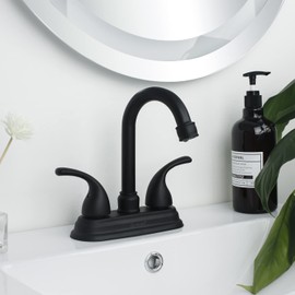 SOLVEX Mezcladora para Lavabo, Grifo para Lavabo de Baño, Llave para Lavabo Baño Cuello de Acero Inoxidable, Cuerpo de latón, Negro Mate, SP-40101-N