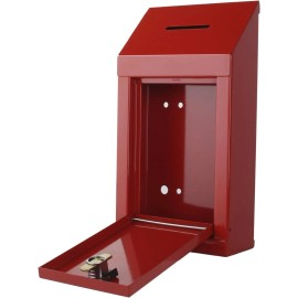 My Charity Boxes Red Metal Donation Box With Lock Secure Collection Suggestion Box Easy Mounting
