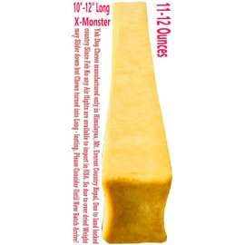 Snow Hill Himalayan Gold Yak Cheese Dog Chew X-Monster 10 to 12 Ounces Grade A Quality Natural Healthy & Safe Organic Yak Cheese Bone Dogs Treats Snack Keeps Dogs Busy Enjoying, Indoors & Outdoors