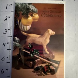 Vintage Merry Christmas Card Grandfather  Dog Horn Books Xmas