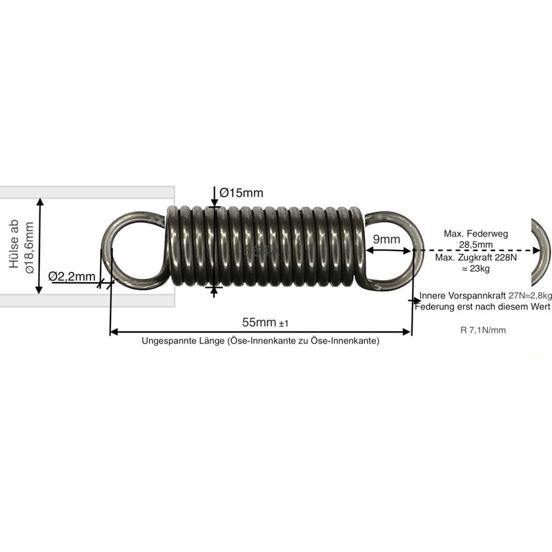 Rugo - Tension Spring - Wire Diameter 2.2 mm -