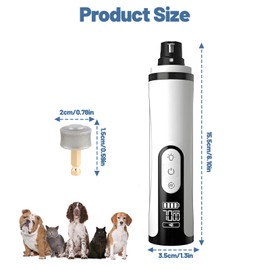 CMANLNYK Silent Pet Nail Grinder - Pro Nail Trimmer with LED Light & 3 Speed & 2 Grinding Heads, Electric Dog Clippers for Grooming, Grinder File for Small, Medium and Large Pets Thick Nails Dog Cat