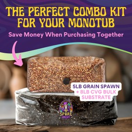 SPORE SORCERY 13 LB Monotub Refill Kit | Includes: 5 LB Sterilized Milo Sorghum Grain Spawn & 8 LB Premium CVG Bulk Substrate | Nutrient-Enhanced, Just Add Your Own Spores & Grow Like Magic