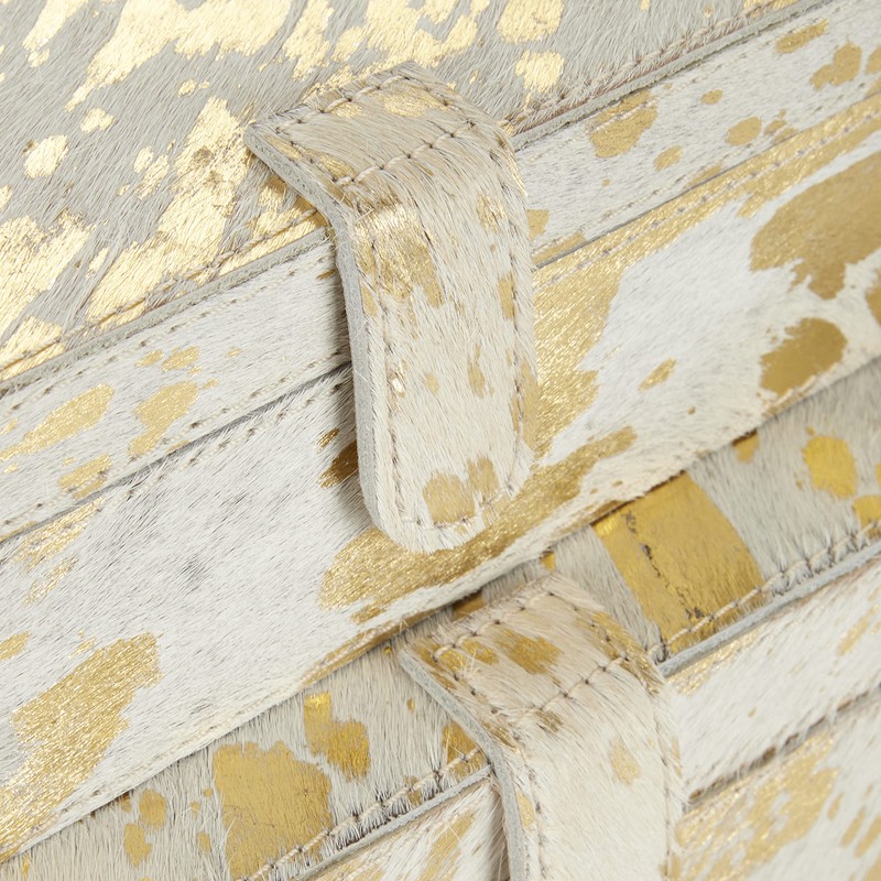 Deco 79 Leather Handmade Box with Gold Foil Paint, Set