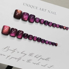 Purple Press On Toenails Square Fake Toenails Short False Toe Nails With Solid Color Shiny Designs Summer Acrylic Artificial Glue On Toenails Full Cover Stick On Toenails For Women 24pcs