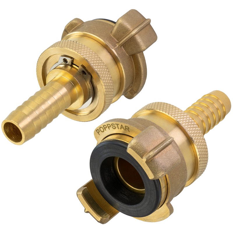 Poppstar Set of 2 Brass Suction and High Pressure Coupling