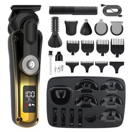 6-in-1 Men's Multifunctional Professional Electric Grooming Kit - Trimmer, Shaver, Nose Hair Clipper Set for Home Use (616 Black/Gold)