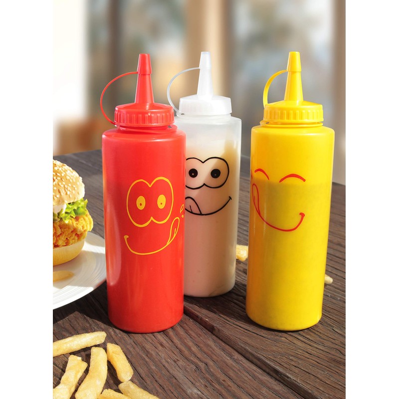 New Star Foodservice 28560 Smiley Faces Squeeze Bottle Set, Plastic,