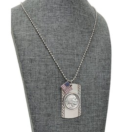 American Coin Treasures Pendant Buffalo Nickel Dog Tag | Coin Necklace | Flag Charm | Unisex Ball Chain