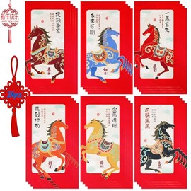 Red Envelopes Chinese New Year Of The Horse 2026,红包,Lucky Money Envelopes For Lunar New Year, Heavy Duty Hongbao With 6 Color Patterns 24Pcs Large