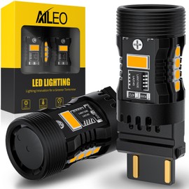 AILEO 3156 3157 LED Bulb Amber 3000K,28W 4800LM 600% Brighter,Anti Hyper Flash&CANBUS Error Free,Cooling Fan,3057 4157 Ideal for Front Rear Turn Signal Light,Standard Socket,Not CK,2-Pack