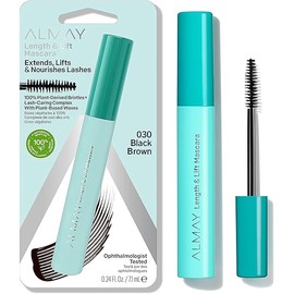 Almay Lengthening Mascara, Volume & Lift, Eye Makeup, Hypoallergenic and-Fragrance Free, 030 Black Brown, 0.24 fl oz.