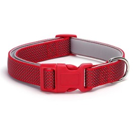 YSHOME&PET Reflective Dog Collar, Sturdy Nylon Collars with Quick Release Buckle, Adjustable Dog Collar for Puppy and Small Medium Large Girl and Boy Dogs (Red, Large)