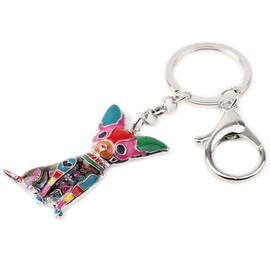 DUOWEI Cute Chihuahua Keyring Gifts Dainty Dog Key Ring for Women Girls Car Key Ring Charms Accessories, multicoloured