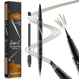 2-in-1 Microblading Eyebrow Pencil Wet and Wild Eyebrow Pencil Waterproof Microblade Eyebrow Pen Brow Kit with Micro-Fork-Tip and Eyebrow Brush (4#)
