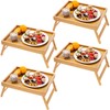 Fibogollo 4 Pack Bamboo Bed Tray Table with Folding Legs,Breakfast