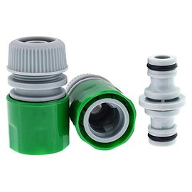 TIFLER Hose Connector Set, 1/2 Inch, Two Hose Pieces, One Coupling, Garden Hose Connecting