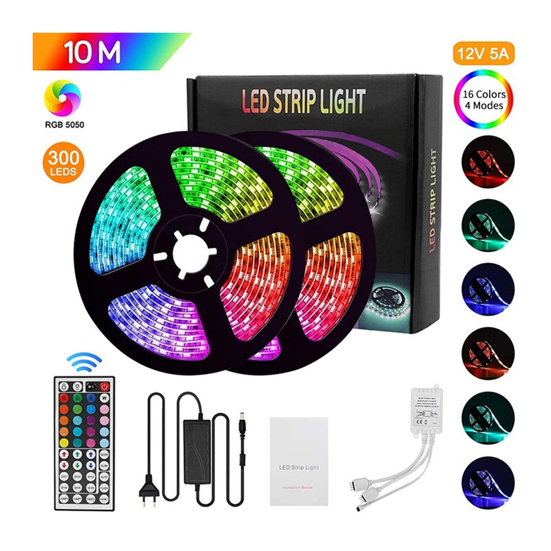 LED Strip Lights Kit 32.8ft 5050 RGB 300led Strips Lighting