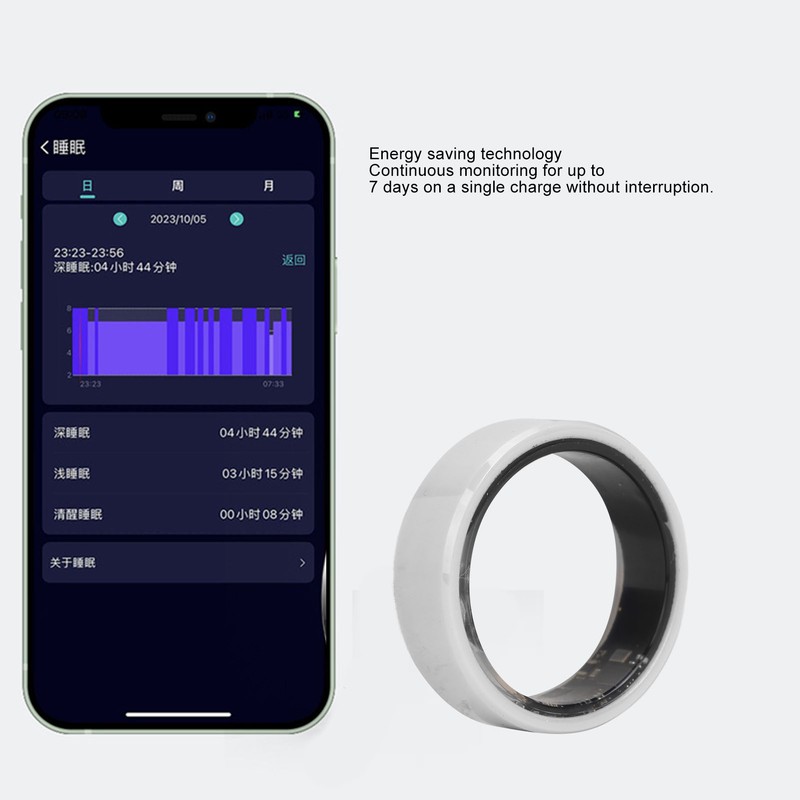 Smart Ring White BT IP68 Waterproof Rechargeable Pedometer Sleep Tracking