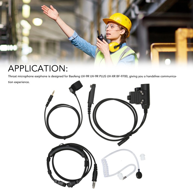 Throat Mic Headset 7.1mm Plug with PTT Adapter Push to
