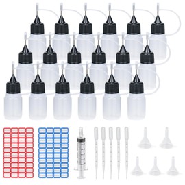 Pack of 18 Precision Tip Applicator Bottles Transparent Glue Bottles Dropper Bottles for Liquids Plastic for DIY Quilling Crafts, Acrylic Painting (5 ml x 18)