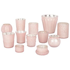 Koyal Wholesale Mismatched Votive Candle Holders Mega Set of 12 (Blush Pink)