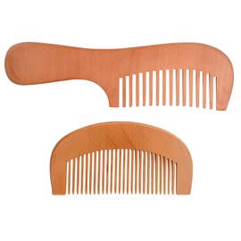 High Quality Wooden Comb, Natural Peach Wood Comb, Scalp Massage, Coarse Eyes, Anti-Static, Coarse Teeth, Half Moon Shape, Unisex, Gift (A Type)