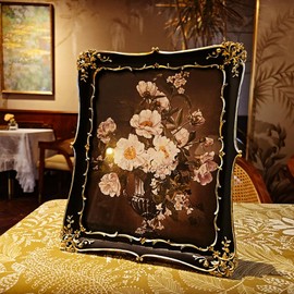 BILXIM 8x10 Vintage Picture Frame, Antique Black and Gold Ornate Photo Frame for Wall Hanging or Tabletop Display, Decorative Floral Design Retro Home Decor, Photo Gallery Art