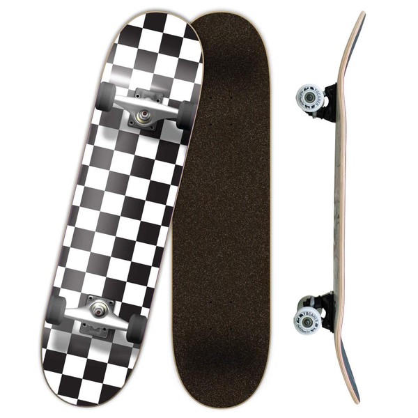 Yocaher Blank Complete Skateboard 7.75" Skateboards - (Complete 7.75" Checker White)