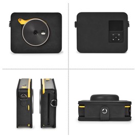 Rieibi Mini Shot 3 Retro Hülle, PU Leder Schutzhülle für Mini Shot 3 Retro C300R 2-in-1 Kamera/Tragbarer Sofortdrucker mit Schultergurt - Schwarz