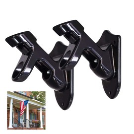 RoadLoo Flag Pole Holder, 2 Pieces Made of Aluminium Alloy Wall Mount Flag Pole Holder 2 Angle Positions Adjustable Metal Flag Pole Windsock Base Strong and Rustproof with Screws