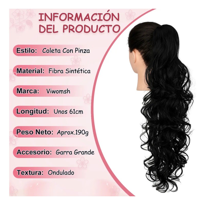 Extensiones Cabello Natural Clip Ondulado Coleta De Cabello