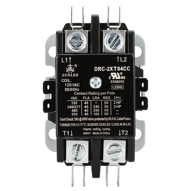 SunLee 2 Pole 40 Amp contactor 120v Coil UL 2