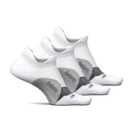 Feetures Elite Light Cushion No Show Tab - Running Socks for Men & Women - Athletic Compression Socks - Moisture Wicking - S, White - 3Pack