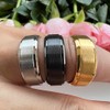 TUTISS 8mm Silver Black & Gold 316L Stainless Steel Rings