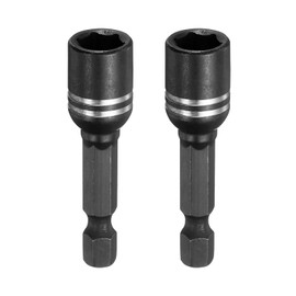 sourcing map 2pcs Magnetic Nut Driver 8mm Hex Drive Socket 1.89" Length Power Screw Drill Bits Socket Wrench Tools with 1/4" Quick Change Hex Shank for Power Drills Impact Drivers, Black