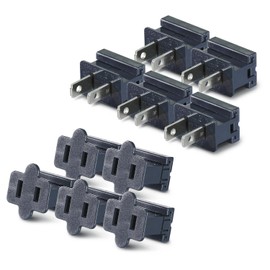 Vampire Plug 10 Pack - 5 spt1 Male Plug spt1 Female Plug SPT-1 Christmas Holiday Zip Plug Gilbert Plug, Slide Plug, Electrical Light End Plug for Xmas Halloween Lights Holiday Party (SPT1 Black 10MF)