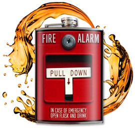 Trixie & Milo Christmas Gift for Men, Women - Stocking Stuffer Stainless Steel Funny Flasks for Firefighters - Perfect Fireman Gift for Him or Her - Holds 8 oz. of Fluid - Fire Alarm