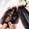 GORGECRAFT 2Pcs Removable Tulle Puff Sleeves Black Polyester White Faux