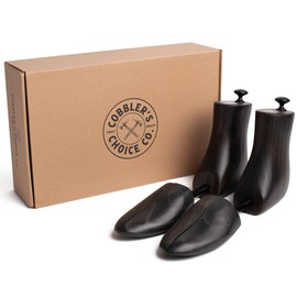 Cobbler's Choice Co. Finest Quality Men’s Boot Tree – Varnished Natural Wood, Timeless Design, Signature Finish, Black - Large