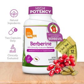 Zahler Berberine with Clinically Evaluated Berbevis, Metabolism and Glucos Support Formula, 60 Capsules. - Size: 120 Capsules