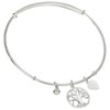 Sterling Silver Cubic Zirconia Love Family Tree Dangle Charm Bangle