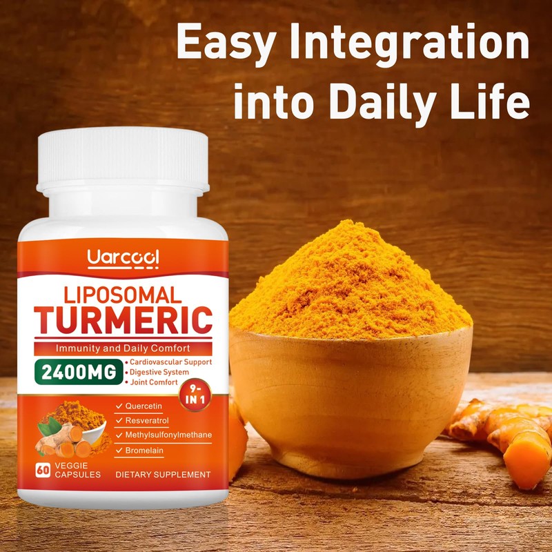 Uarcool Turmeric Curcumin Supplement 2400mg, with Black Pepper Extract for