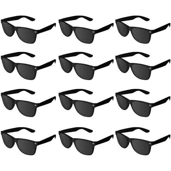 Super Z Outlet Plastic Vintage Retro Style Sunglasses Classic Shades Eyewear Party Prop Favors (12 Pairs) (Black)
