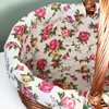 Wicker Shopping Basket 31cm Pink Rose Liner Oval Double Steamed