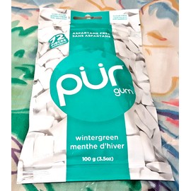 PUR Xylitol Chewing Gum,   Wintergreen    Sugarless Vegan Pure  72 pieces