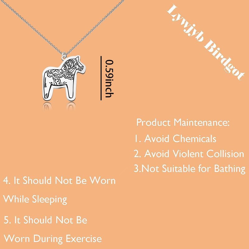 Swedish Dala Horse Necklace Sweden Gift Essence of Europe Gift